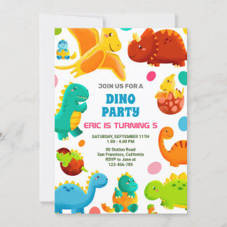 Dinosaur Birthday Party Invitation, Dinosor Cards
