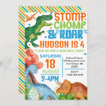 Dinosaur Birthday Party Invitation Personalized