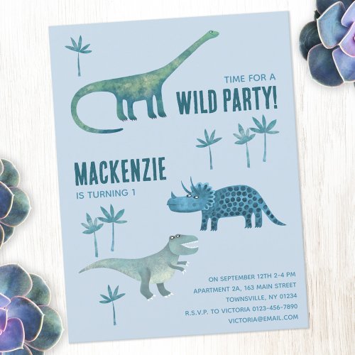Dinosaur Birthday Party Invitation Postcard