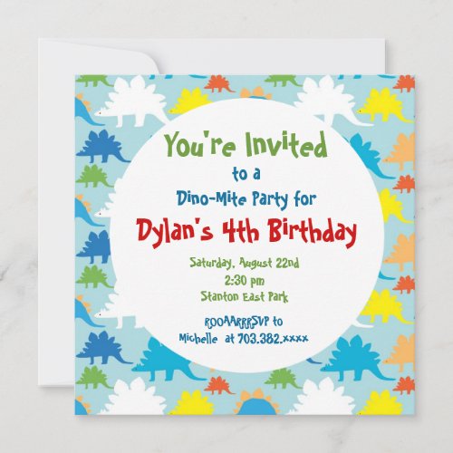 Dinosaur Birthday Party Invitations