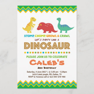 Dinosaur Birthday Party Invitaton Invitation
