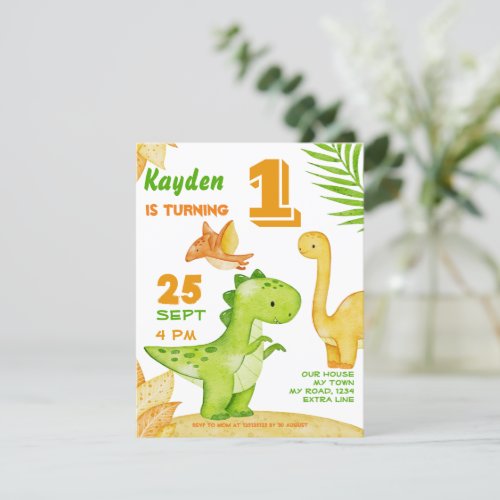 Dinosaur birthday party invite