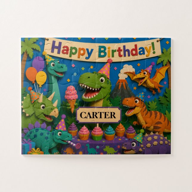 Dinosaur Birthday Party Jigsaw Puzzle (Horizontal)