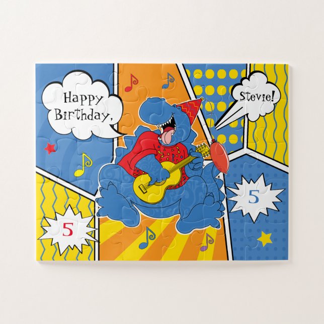 Dinosaur Birthday Party Jigsaw Puzzle (Horizontal)