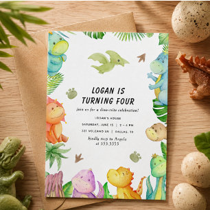 Dinosaur Birthday Party Kids Birthday Invitation