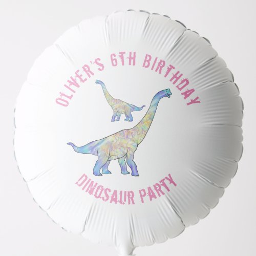 Dinosaur Birthday Party Kids Name Pink Balloon