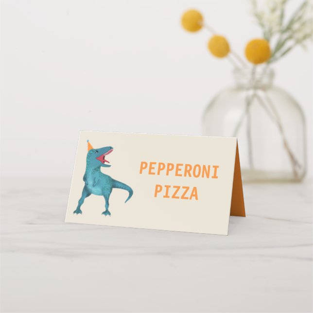 Dinosaur Birthday Party Menu Tent Cards (Front)