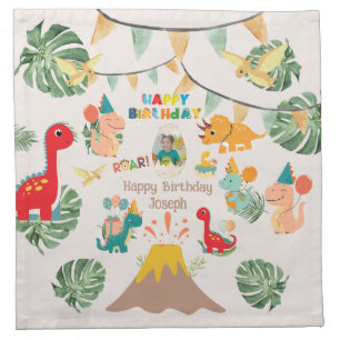 Dinosaur Birthday Party Napkins – Custom Photo 