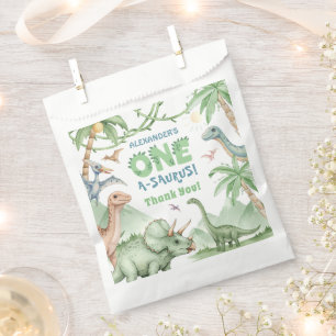 Dinosaur Birthday Party One A-Saurus Cute Dino Favor Bag