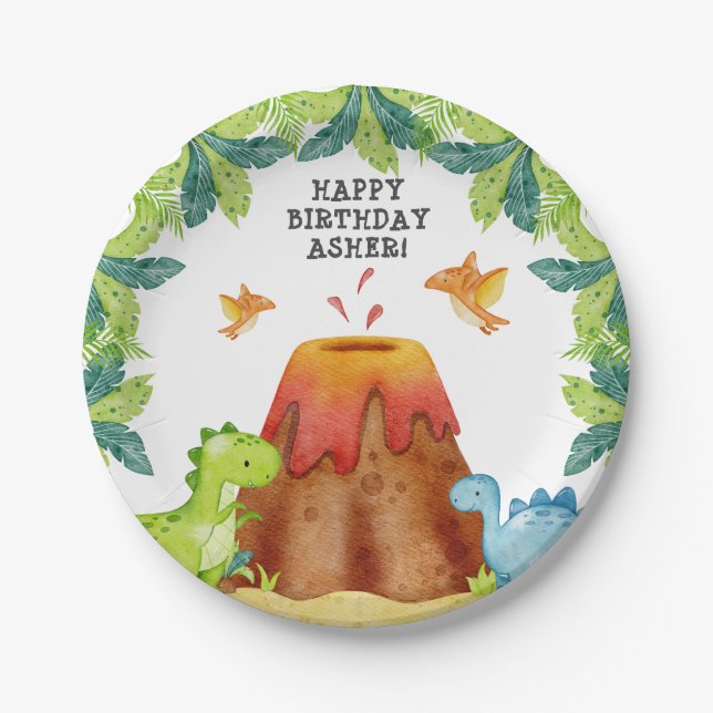 Dinosaur Birthday Party  Paper Plates (Front)