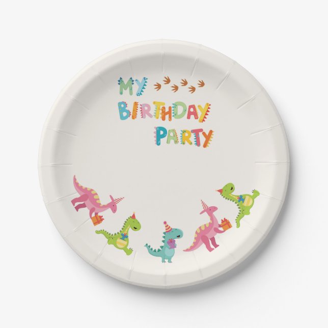 Dinosaur birthday party  paper plates (Front)