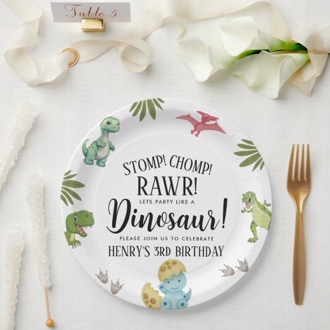 Dinosaur Birthday Party Paper Plates (Wedding)