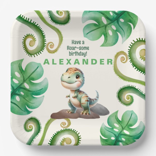 Dinosaur Birthday Party  Paper Plates (Front)