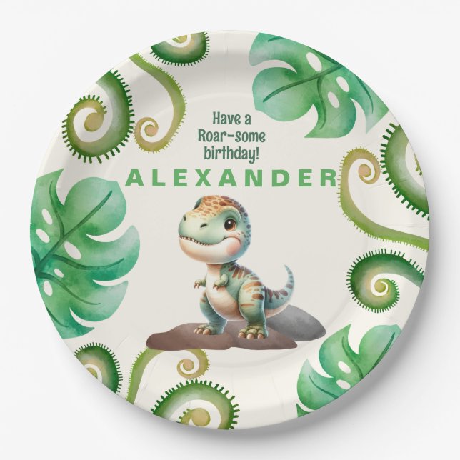 Dinosaur Birthday Party  Paper Plates (Front)