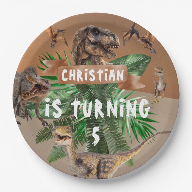 Dinosaur birthday Party  Paper Plates (Front)