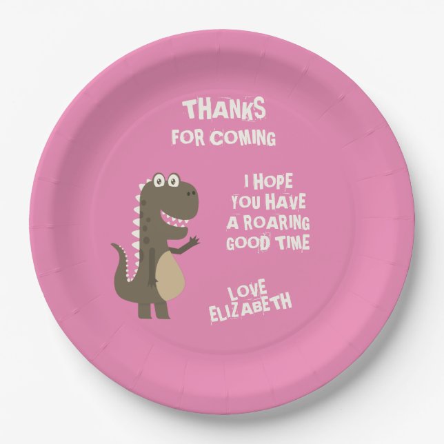 Dinosaur Birthday Party Paper Plates (Front)