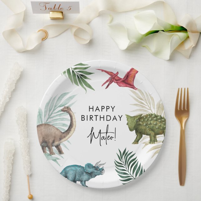 Dinosaur Birthday Party Paper Plates (Wedding)