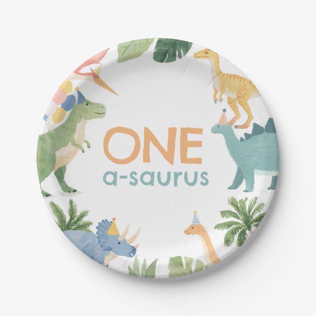 Dinosaur Birthday Party Paper Plates (Front)