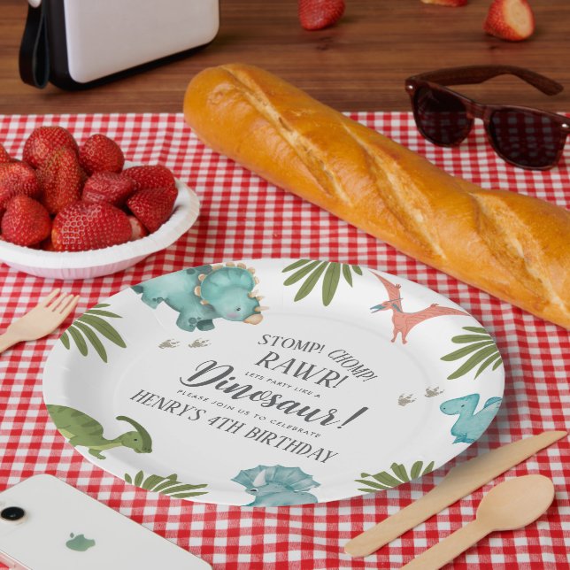 Dinosaur Birthday Party Paper Plates (Picnic)