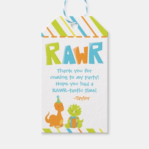 Dinosaur Birthday Party Personalized Favor Tag