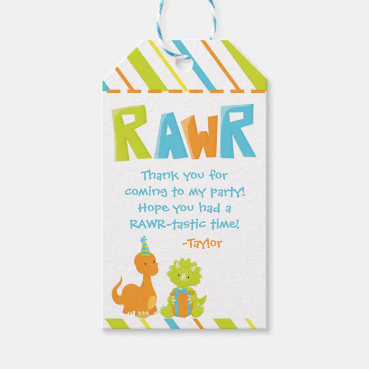 Dinosaur Birthday Party Personalized Favor Tag | Zazzle