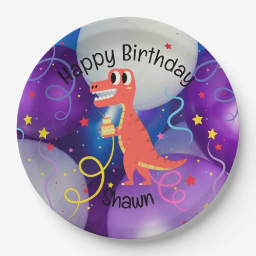 Dinosaur Birthday Party Personalized Paper Plate
