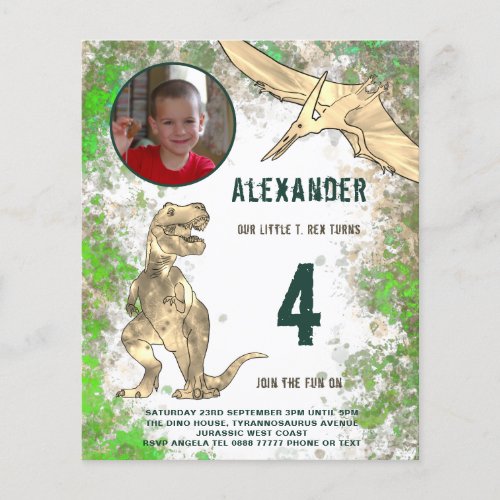 Dinosaur Birthday Party Photo Budget Flyer