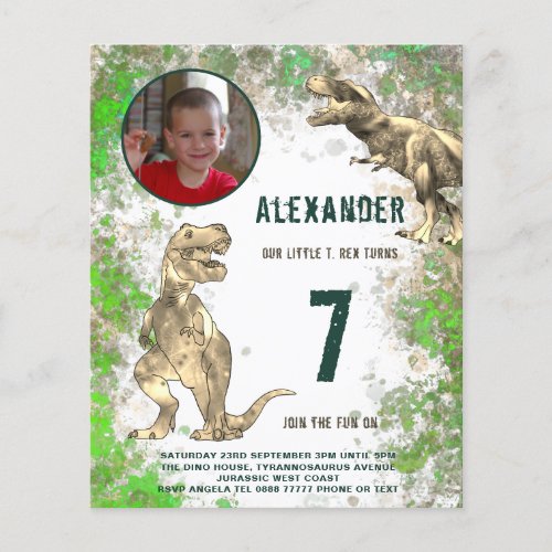 Dinosaur Birthday Party Photo Budget Flyer