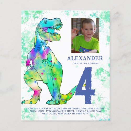 Dinosaur Birthday Party Photo Budget Flyer