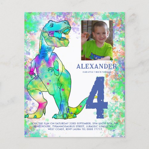 Dinosaur Birthday Party Photo Budget Flyer