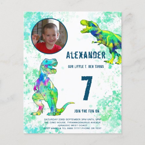 Dinosaur Birthday Party Photo Budget Flyer