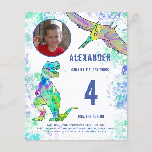 Dinosaur Birthday Party Photo Budget Flyer