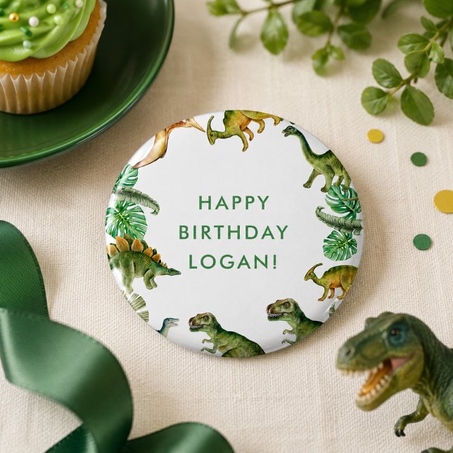 Dinosaur Birthday Party Photo Button (Dinosaur Birthday Party Photo Button)