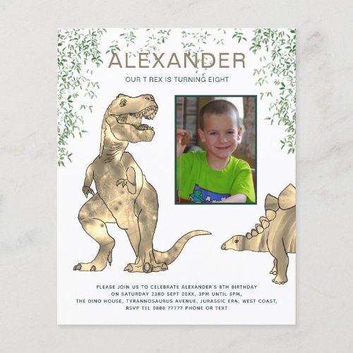 Dinosaur Birthday Party Photo Green Flyer