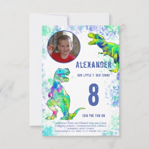 Dinosaur Birthday Party Photo Invitation