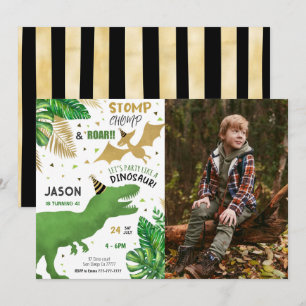 Dinosaur Birthday Party Photo Invitation