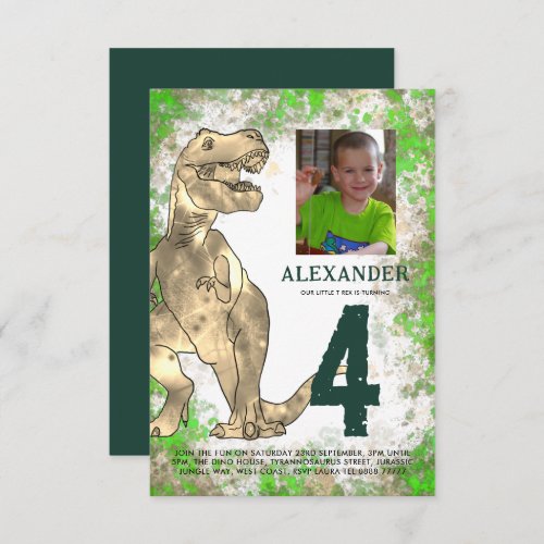 Dinosaur Birthday Party Photo Invitation