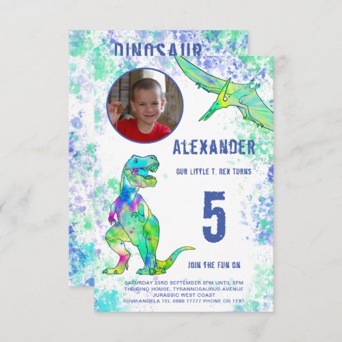 Dinosaur Birthday Party Photo Invitation