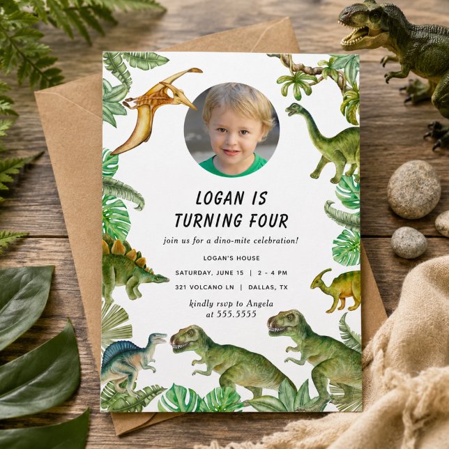 Dinosaur Birthday Party Photo Invitation (Dinosaur Birthday Party Photo Invitation)