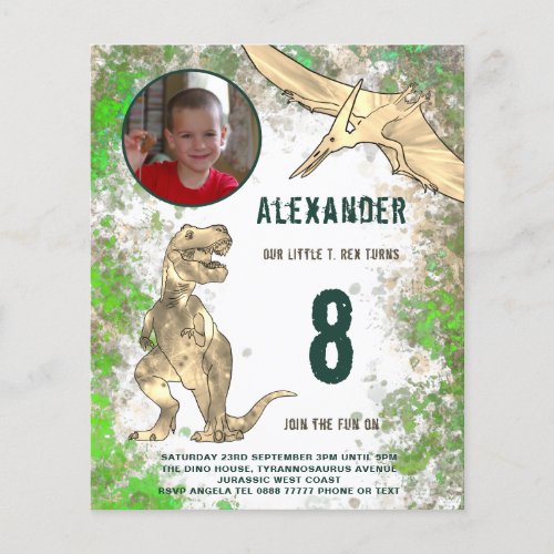 Dinosaur Birthday Party Photo Modern Budget Flyer