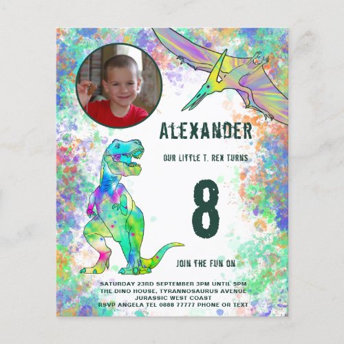 Dinosaur Birthday Party Photo Modern Budget Flyer