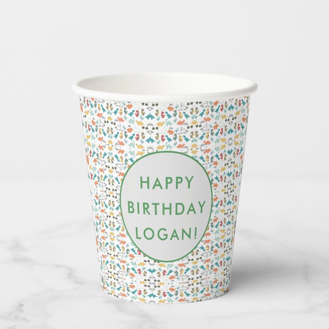 Dinosaur Birthday Party Photo Paper Cups (Back)