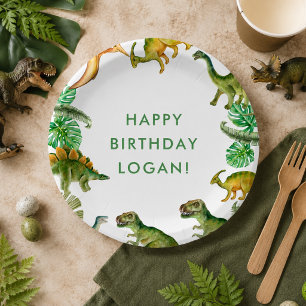 Dinosaur Birthday Party Photo Paper Plates