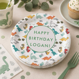 Dinosaur Birthday Party Photo Paper Plates