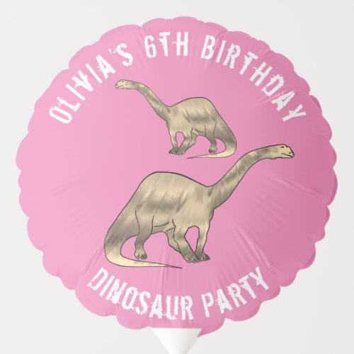 Dinosaur Birthday Party Pink Balloon