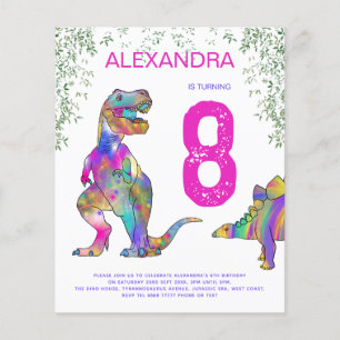 Dinosaur Birthday Party pink budget Flyer
