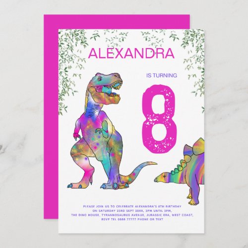 Dinosaur Birthday Party pink  Invitation