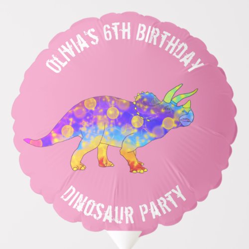 Dinosaur Birthday Party Pink Name Balloon