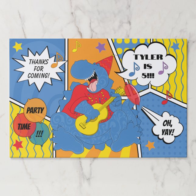 Dinosaur Birthday Party Placemat Paper Pad (Front)