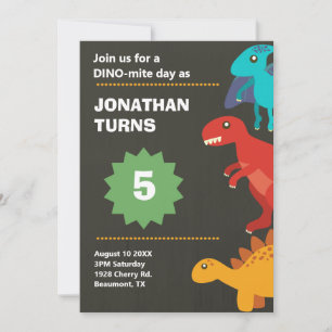 Dinosaur birthday party pun invitation